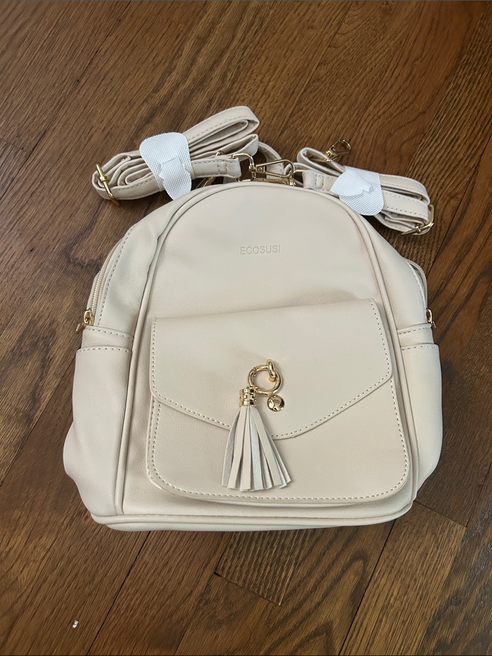 Ecosusi Cream Mini Backpack with Tassel